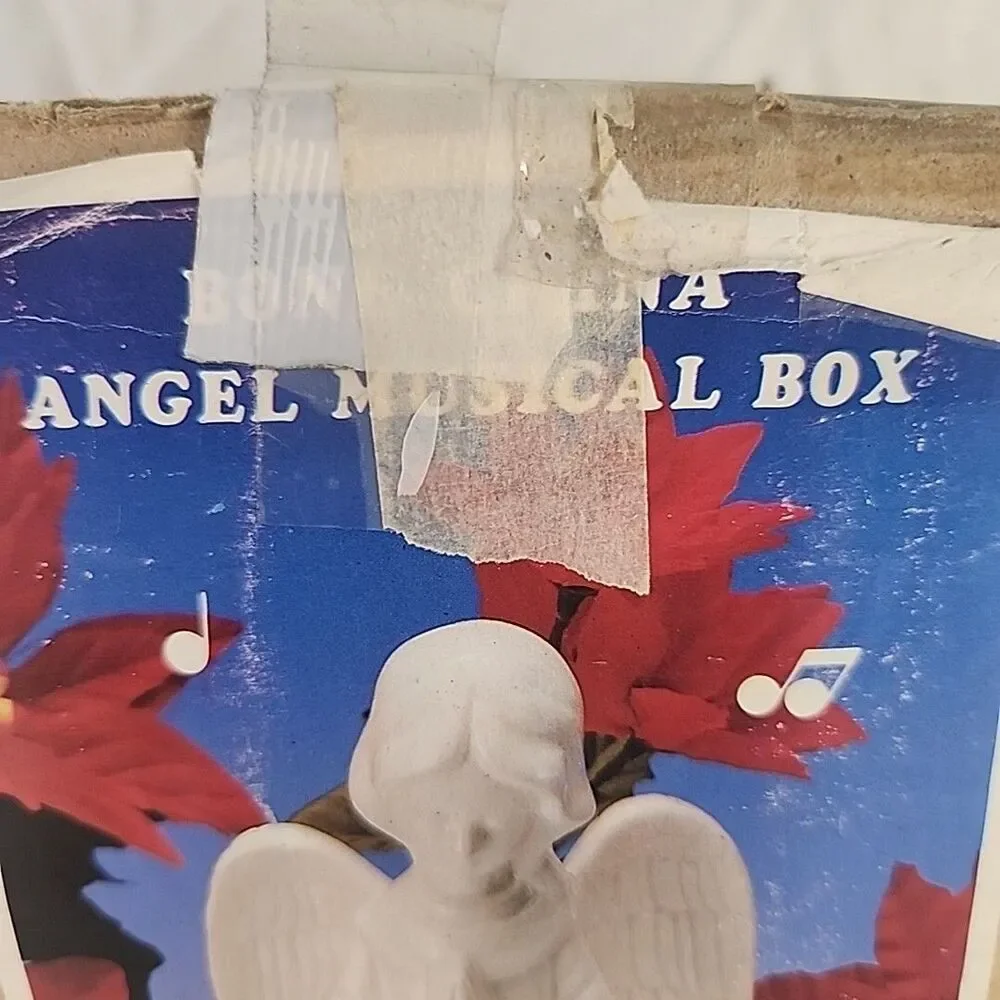 Wind Up Angel Musical Box Bone China Made In Taiwan Original Box VINTAGE